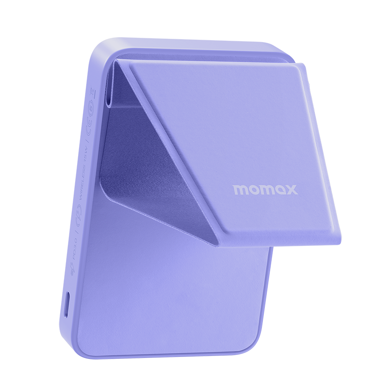 Sạc dự phòng không dây 5000 mAh – Hít từ tính – Cổng PD 3.0 – Có đế da gập – Momax IP109 – Hàng chính hãng
