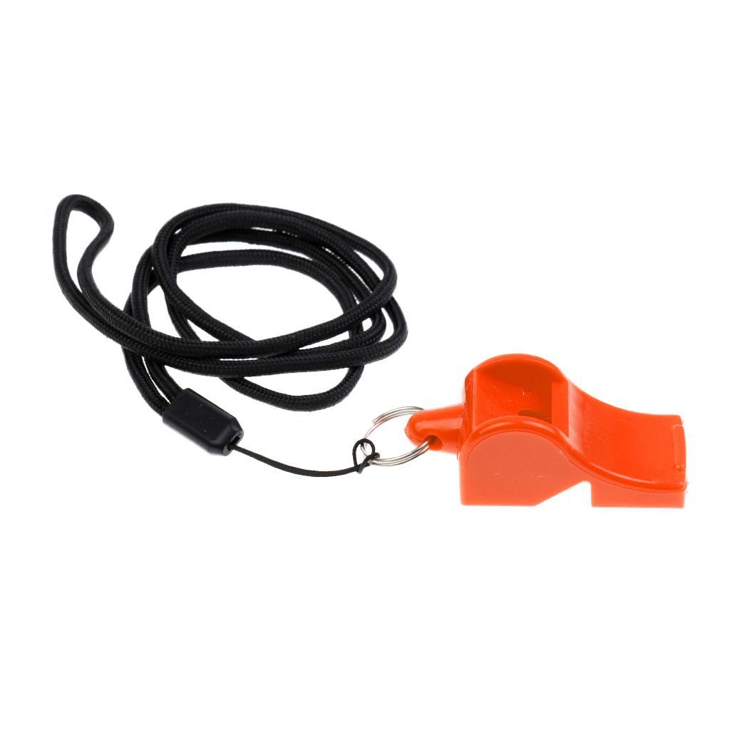 2 Pieces/ Set Durable Plastic Emergency Survival Whistle with Neck Strap for Marine Boat Kayaking Safety Outdoor Sports Camping Hiking