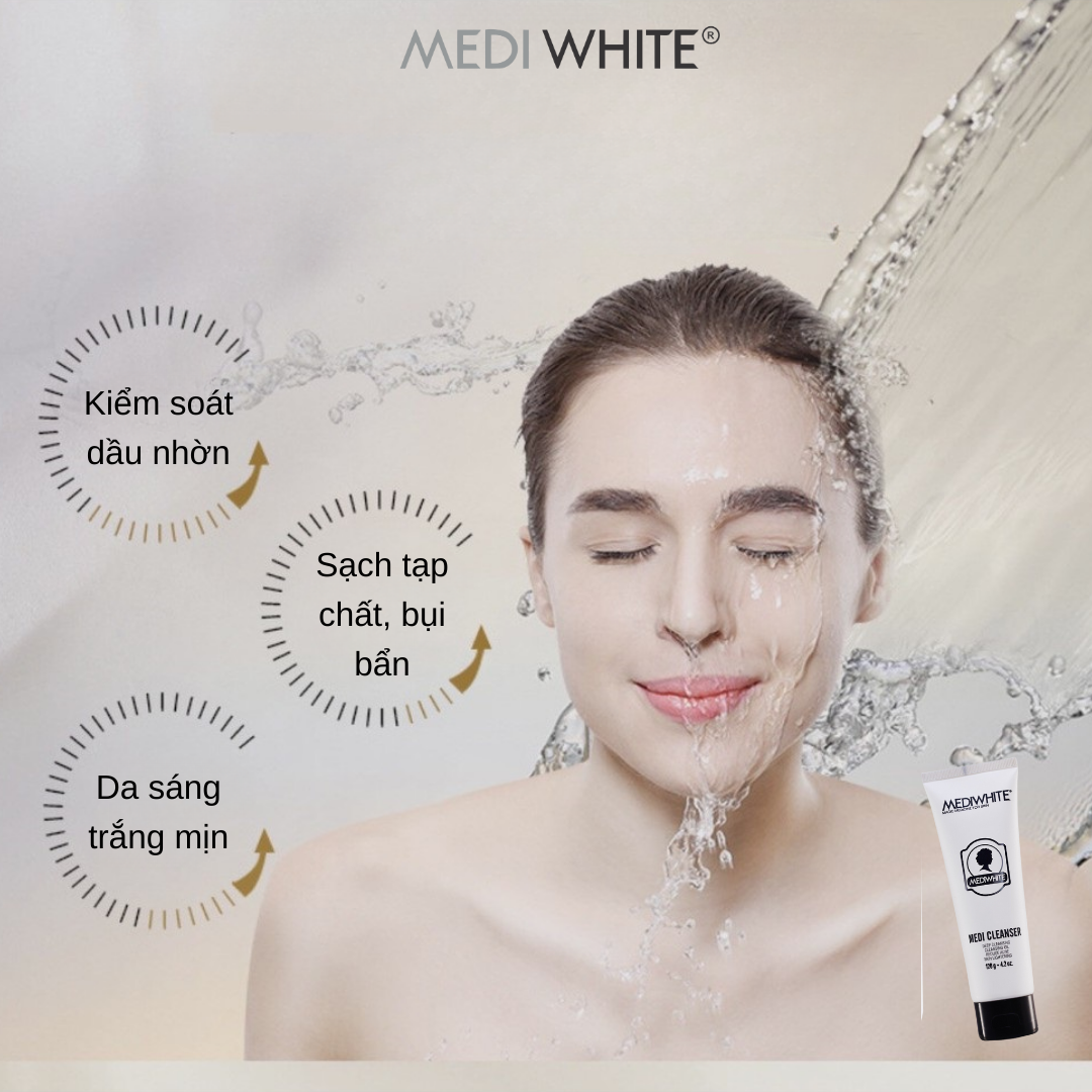 Sữa Rửa Mặt Y Học Medi White Cleanser 120ml Làm Sạch Sâu Thu Nhỏ Lỗ Chân Lông Cân Bằng Nước Dầu Giảm Mụn Hiệu Quả