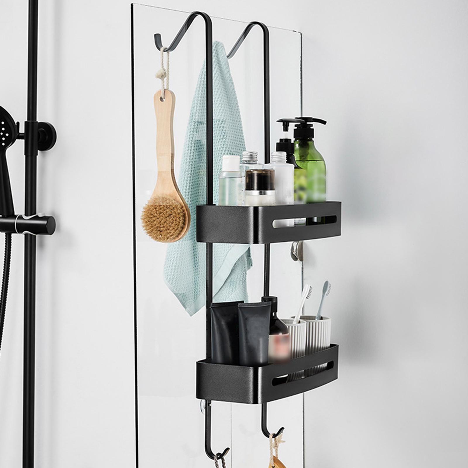 2 Tiers Over The Door Shower Caddy with Hooks Over Door Bathroom Shower Caddy Hanging Storage Organizer Shelves