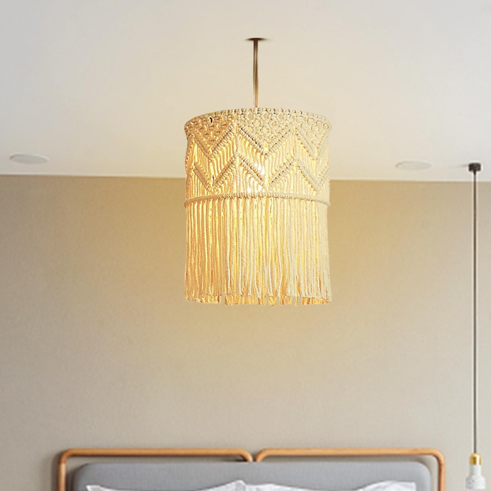 Handwoven Macrame Pendant Lamp Chic Bedroom Lamp