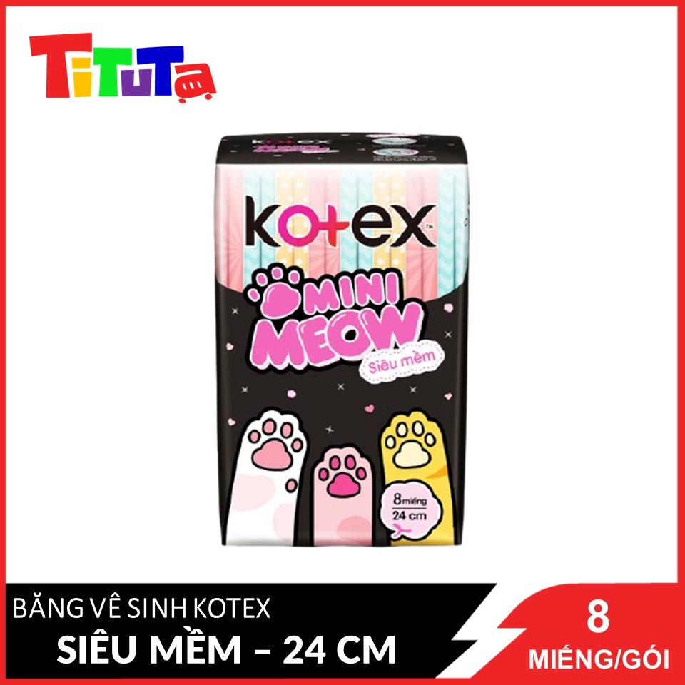 Băng Vệ Sinh Kotex Mini Meow Siêu Mềm 8 Miếng - 24 Cm