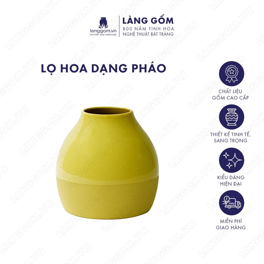 Bình hoa, lọ hoa Gốm sứ Bát Tràng cao cấp Men mát dạng pháo dùng làm quà tặng, trang trí - Làng Gốm Bát Tràng