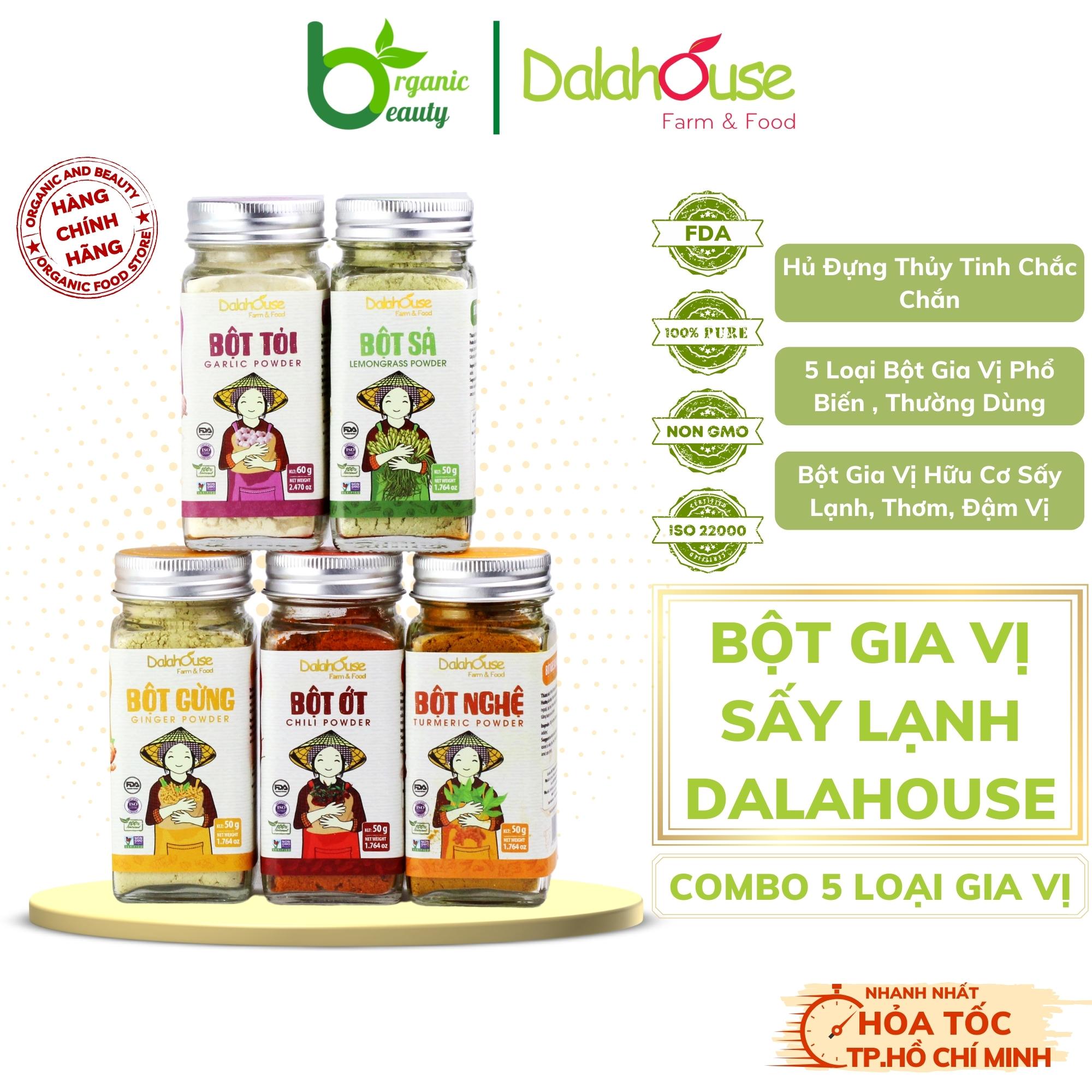 Combo Bột Gia Vị Organic Dalahouse - Bột Gia Vị Nguyên Chất Sấy Lạnh Combo 5 Loại Thơm, Đậm Vị.