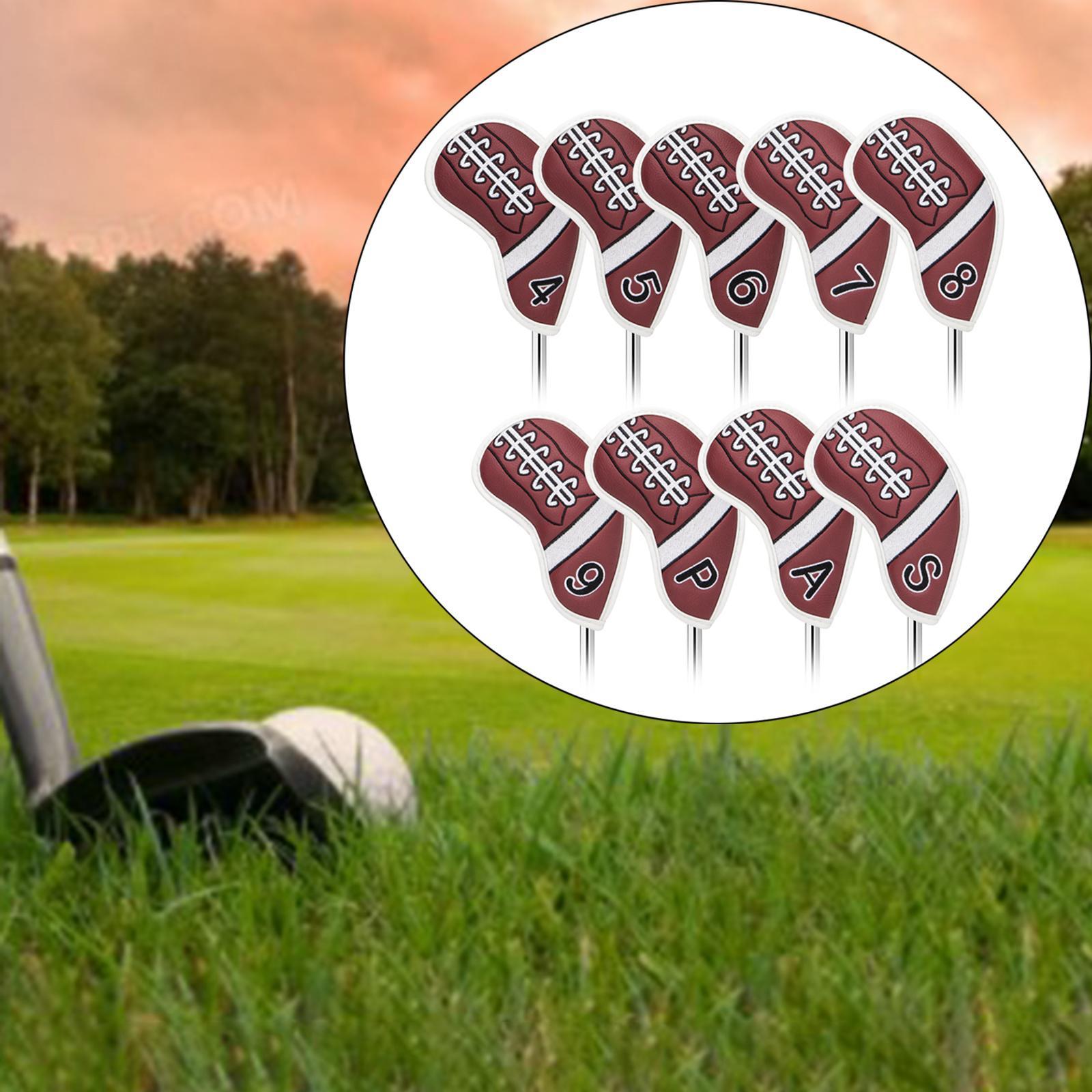 Golf Club Iron Head Covers, 9 pcs Golf Headcover Set, Thick Synthetic Leather Golf Iron Head Covers Set Fit All Brands Irons