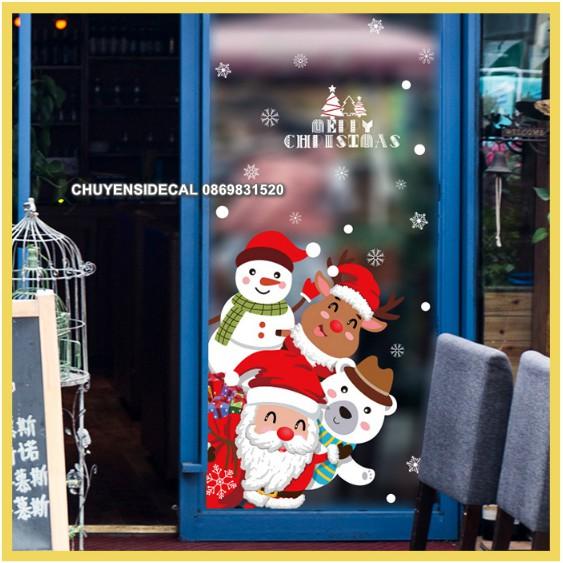 Decal trang trí tường Noel - 4 Noel Trắng Đỏ Xin Chào
