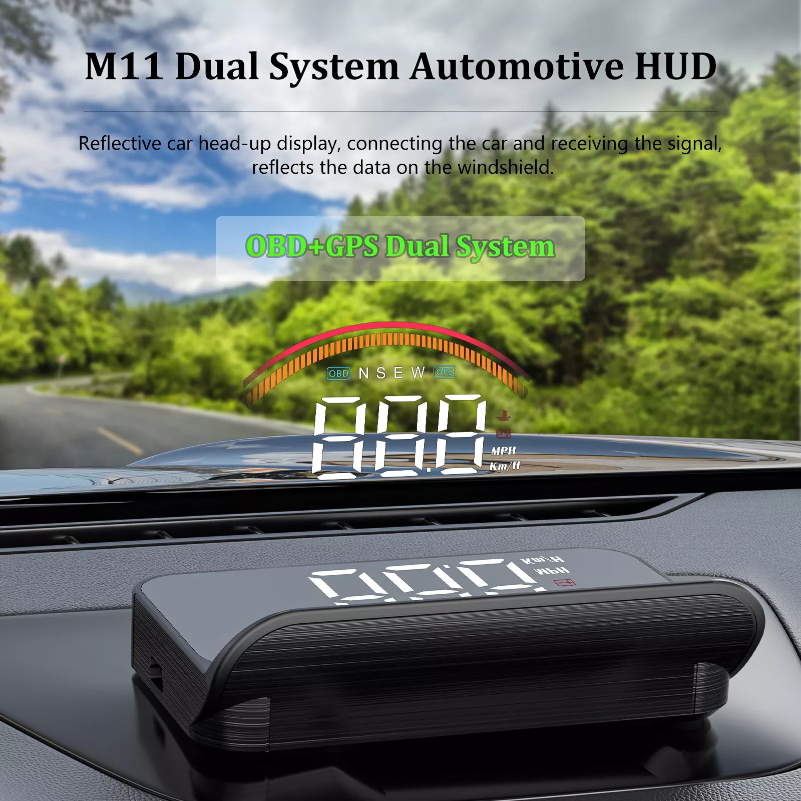Màn Hình HUD M11 Hiển Thị Tốc Độ OBD2 + GPS – Đa Hệ, Đa Giao Diện, Tương Thích Mọi Loại Xe