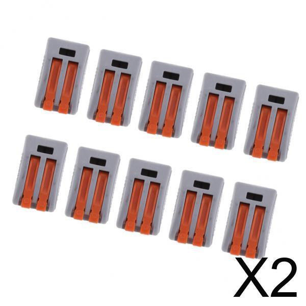 2x10Pcs Spring Lever-Nuts Terminal Block Electric Cable Wire Connectors 2 Way