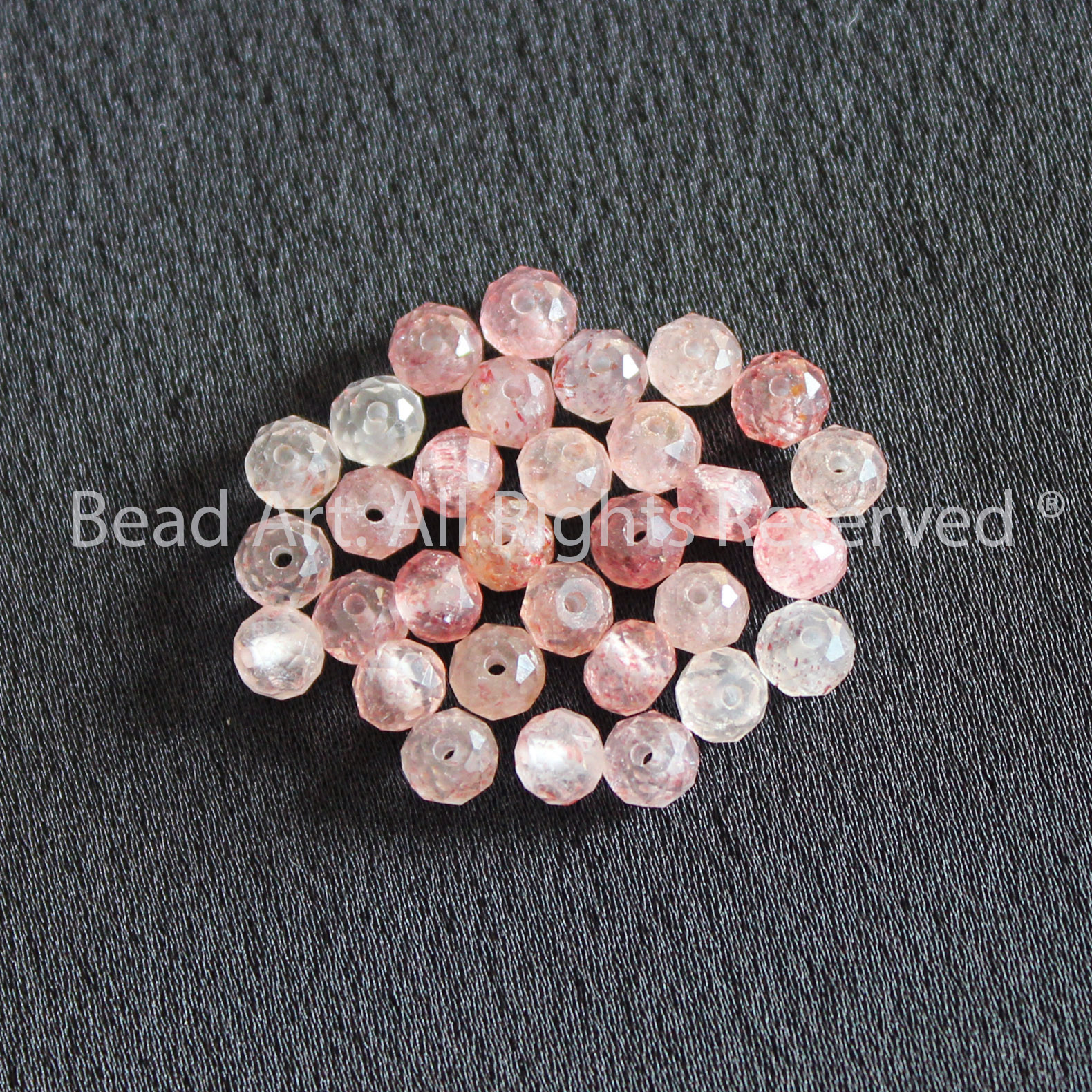 [5 Hạt/10 Hạt] 4x3MM Thạch Anh Dâu Tây Hồng Tự Nhiên, Strawberry Quartz, Mệnh Hoả, Thổ, Phối Vòng Tay Phong Thuỷ, Chuỗi Hạt - Bead Art