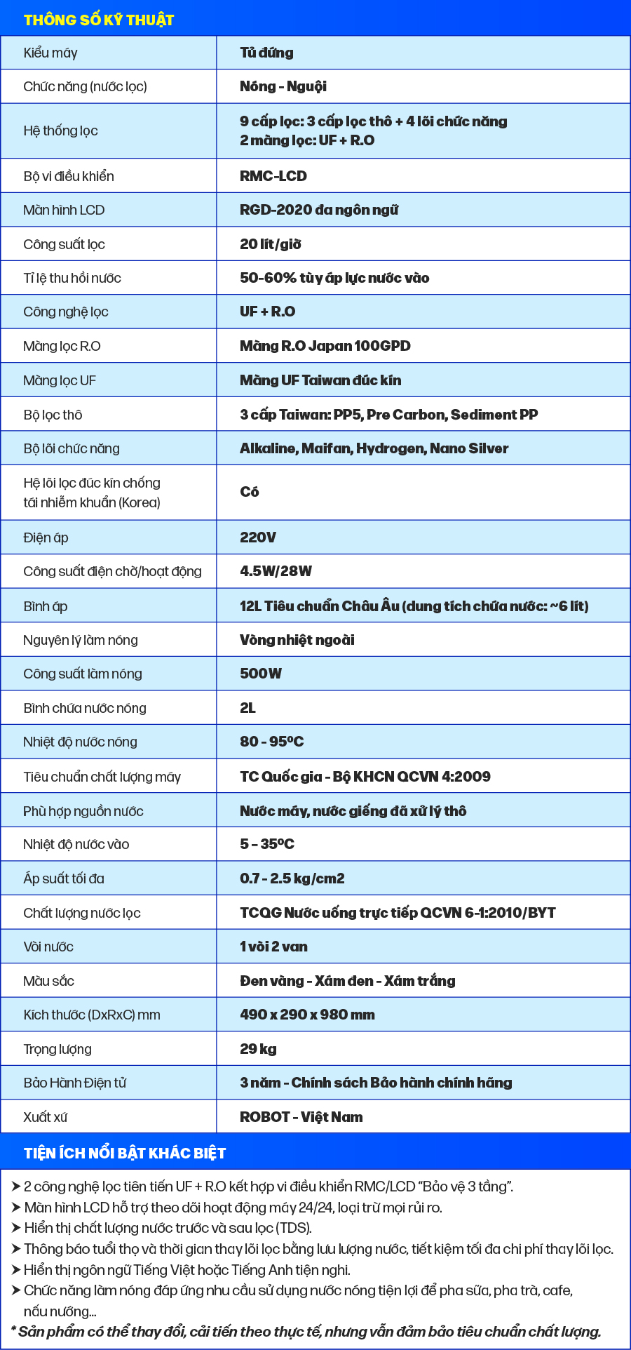 Máy Lọc Nước Nóng Nguội ROBOT CLASSY PRO 339GHK-UR Sử Dụng Công nghệ lọc R.O + U.F - Hàng Chính Hãng