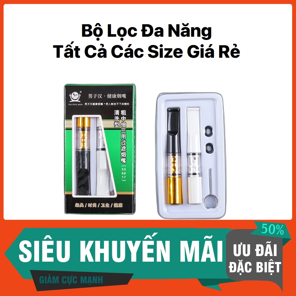 Bộ Đầu Lọc Thuốc L.á Giá Rẻ 2 Tẩu Dùng Cho Tất Cả Các Cỡ Lớn &amp; Vừa &amp; Nhỏ, Vệ Sinh Sử Dụng Nhiều Lần
