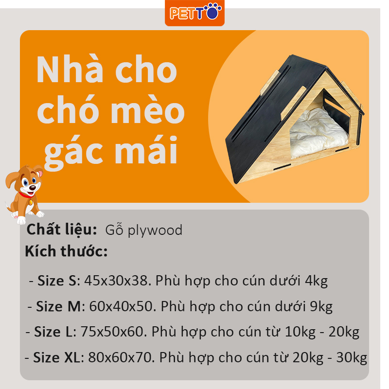 Nhà Gỗ Gác Mái Hiện Đại Và Sang Trọng Dành Cho Chó Mèo DH001