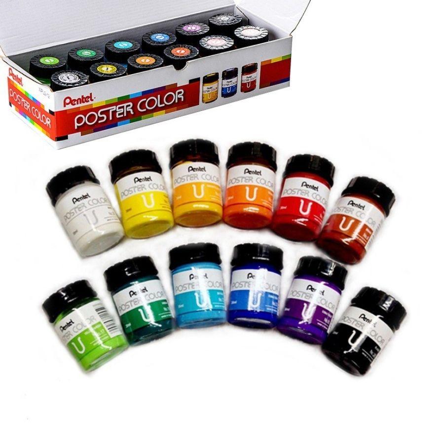 Màu vẽ lọ 12 màu Poster Pentel WPU2-12