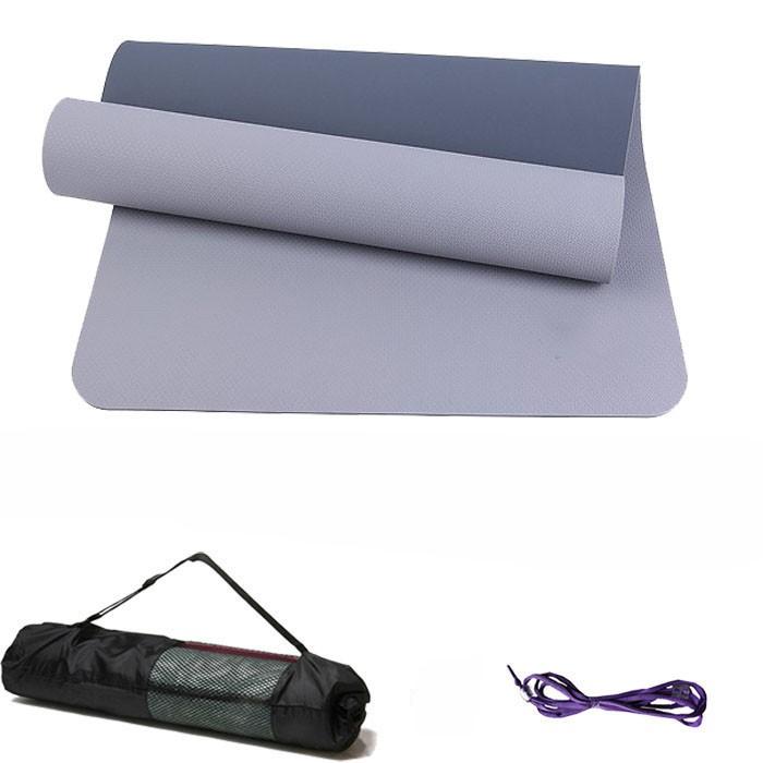 Thảm Tập Yoga TPE Ép Nhiệt 6mm 2 lớp + Tặng Kèm Túi Đựng Và Dây Buộc