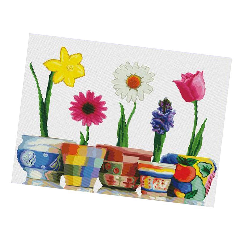 Handmade Ribbon Embroidery Flower Painting Kit Cross Stitch DIY Decoration