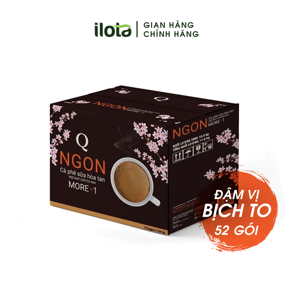 Cafe Hoà tan 3 in 1 Ngon (Bịch To 52 gói) Trần Quang