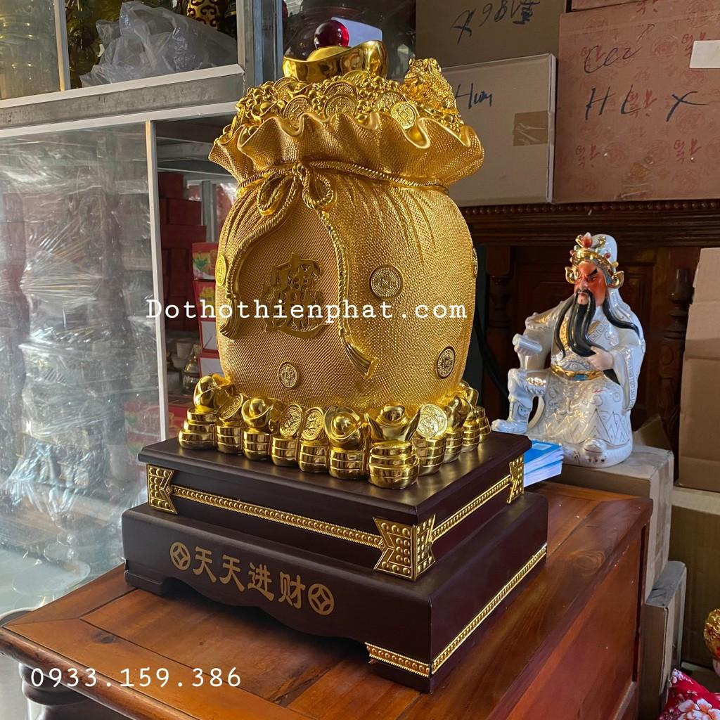 Túi vàng Kim Bảo Tài Lộc phong thủy cao 34cm màu vàng loại 1 rất đẹp
