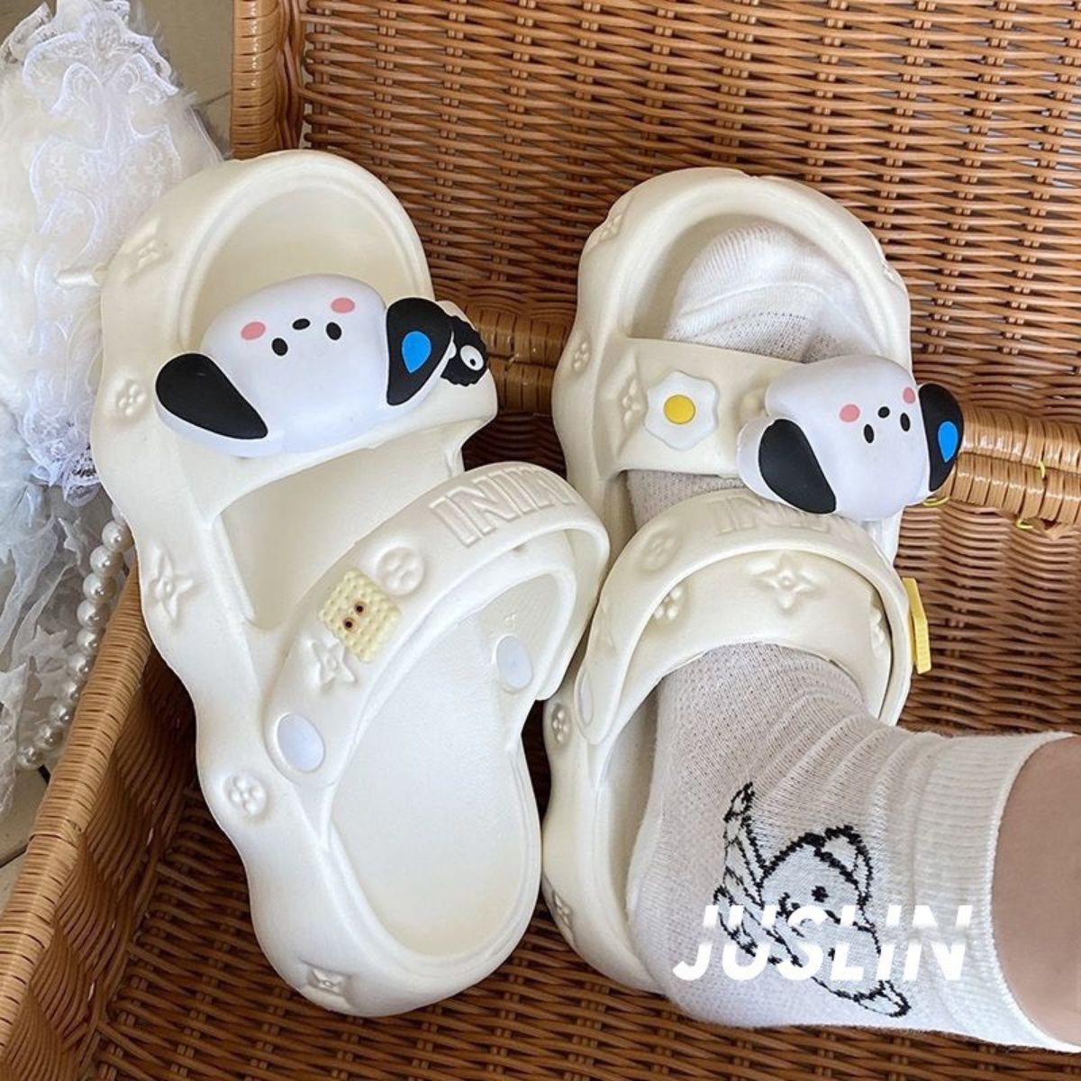 Sandal nữ đế cao 3.5cm quai ngang xoắn điệu đà chất nhựa EVA siêu nhẹ êm chân D320