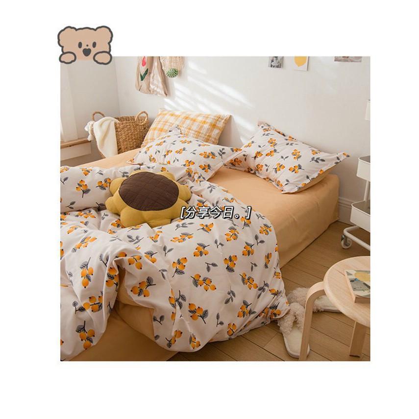 Bộ chăn ga Cotton họa tiết quả bàng lạ mắt - Hàng nhập khẩu