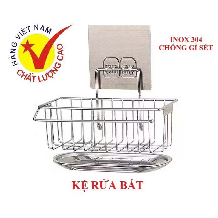 Kệ Để Đồ Rửa Chén Inox 304 Dán Tường - Giá Để Chén Đảm Bảo Sạch Sẽ, Gọn Gàng, Tiện Dụng - HÀNG CHÍNH HÃNG MINIIN