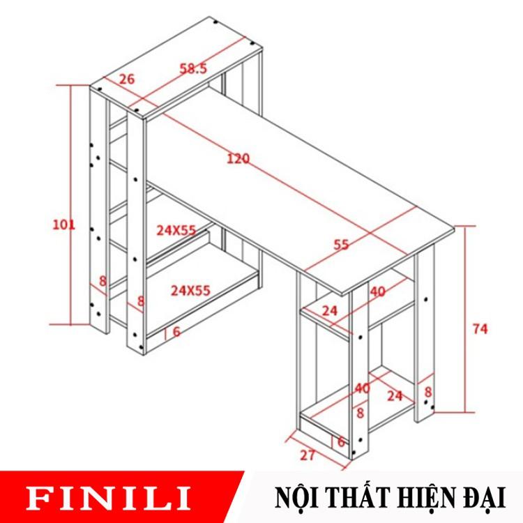 Bàn làm việc có kệ sách màu sắc tinh tế FNL-04