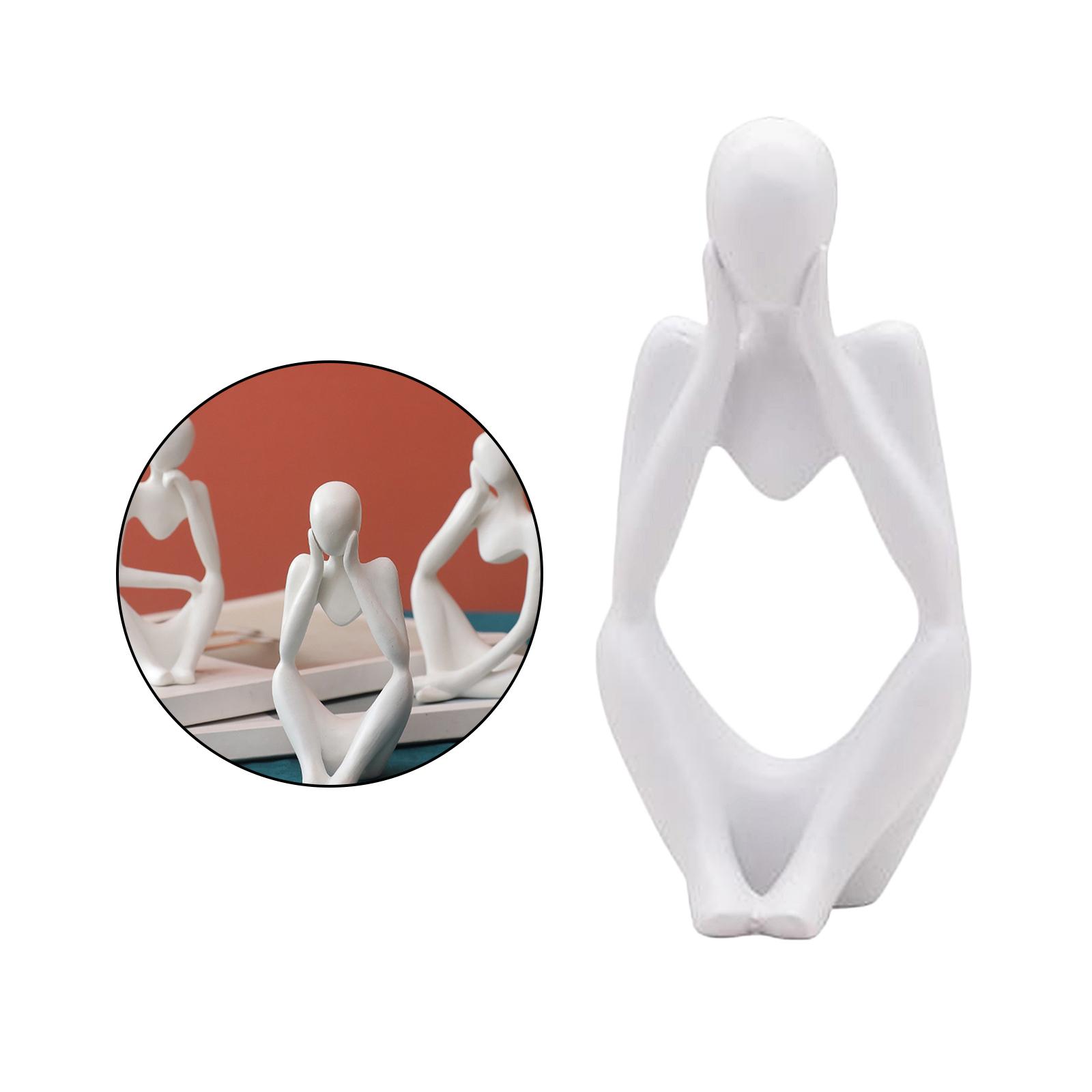 2Pcs Abstract Thinker Sculpture Resin Figurine Characters Statues Home Decor