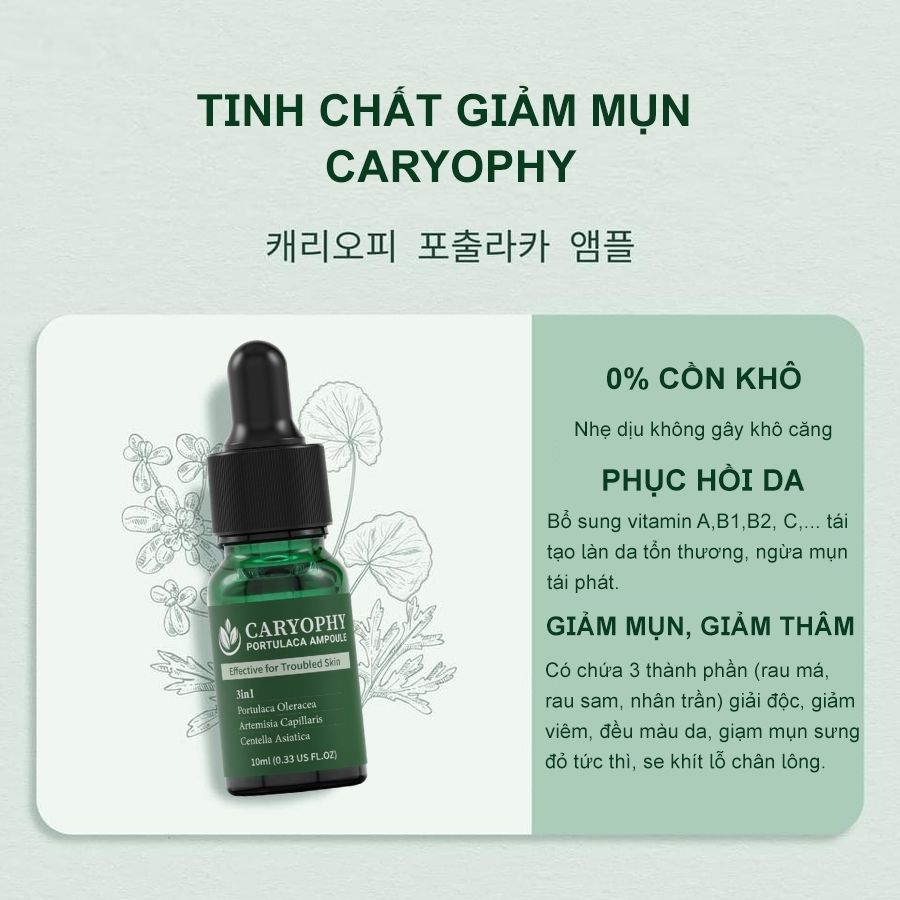 Serum giảm mụn mờ thâm se khít lỗ chân lông Caryophy 1ml và 10ml CARSR