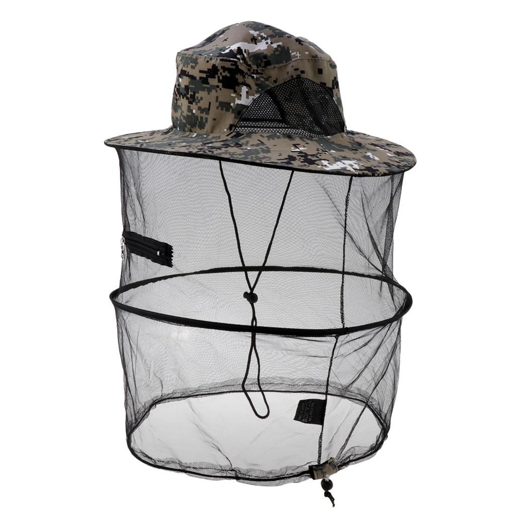 Outdoor Camping Mosquito Head Net Hat Cap Mesh Face Mask Beekeeper