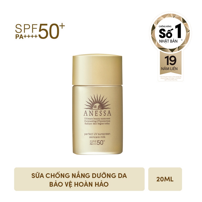 Tặng bao da passport Anessa khi mua Bộ Đôi Kem chống nắng kiềm dầu khô thoáng hoàn hảo siêu tiết kiệm Anessa Gold Milk 60ml + Gold Milk 20ml