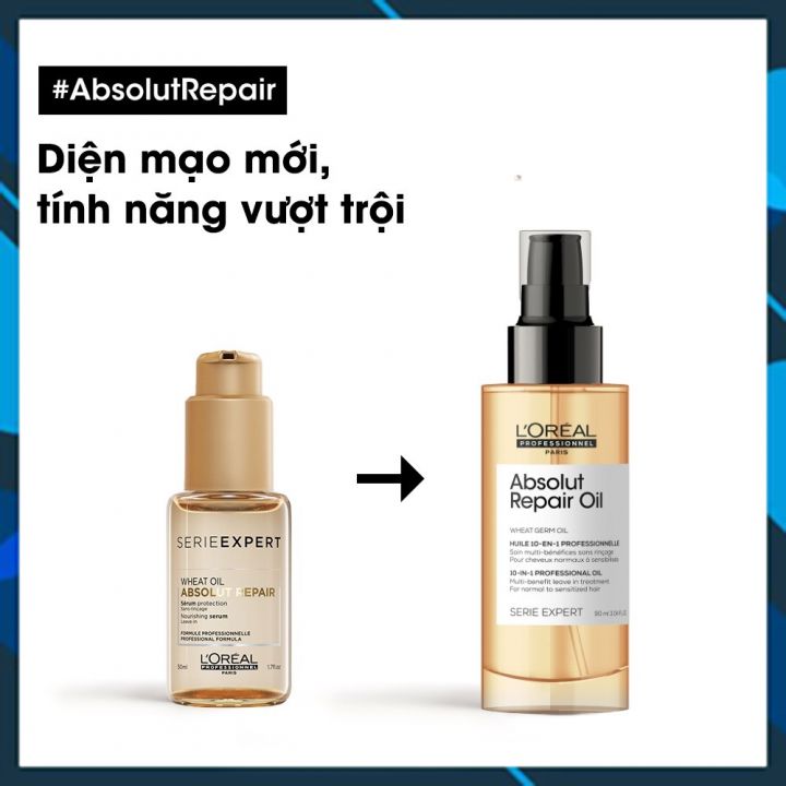 Tinh dầu dưỡng tóc L'OREAL PRO SERIE EXPERT Absolut Repair Oil 10-in-1 Professional Oil 90ml