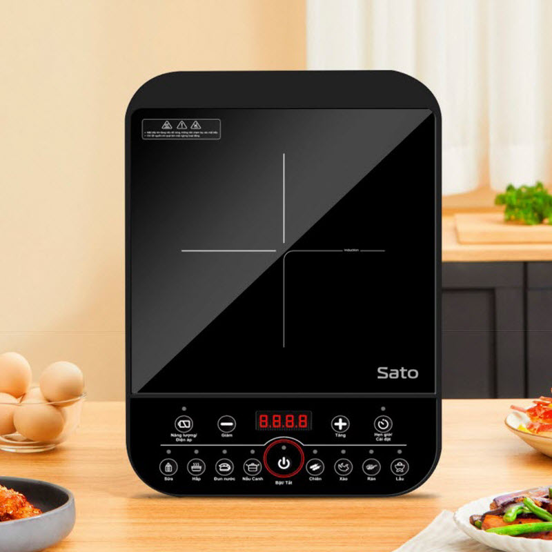 Bếp từ đơn SATO BT051 Mặt kính cường lực cao cấp chống xước, chịu nhiệt lên tới 750 °C độ bền cao và an toàn tuyệt đối - Miễn phí vận chuyển toàn quốc - Hàng chính hãng