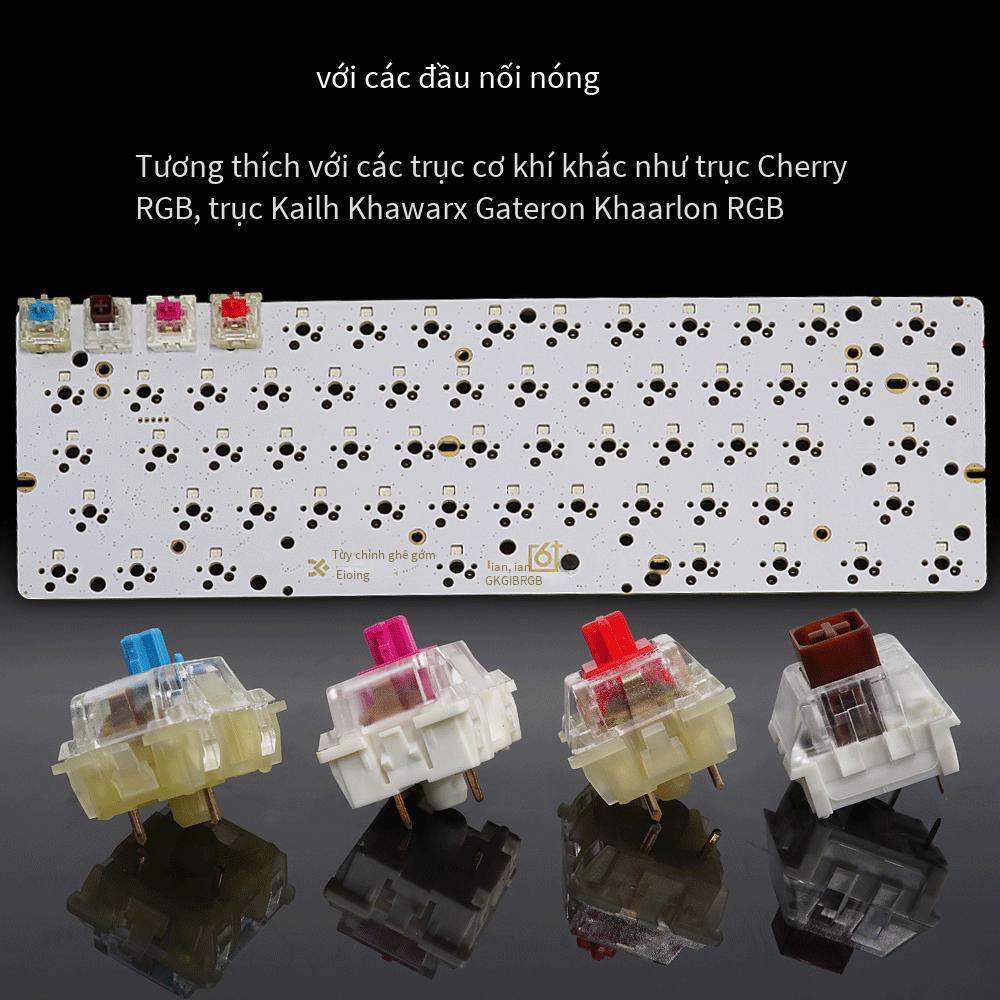 Giao hàng nhanh GK61 bàn phím cơ PCB bo mạch chủ có thể tráo đổi nóng GH60RGB nhịp điệu âm nhạc tùy chỉnh có dây và không dây màu trắng
