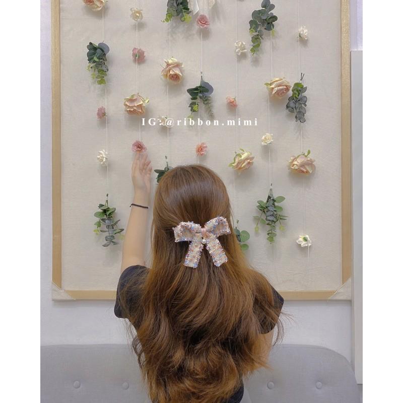 Kẹp Tóc Nơ Ren Dệt Đủ Màu Handmade Cao Cấp Ribbon.mimi Coby cột / kẹp