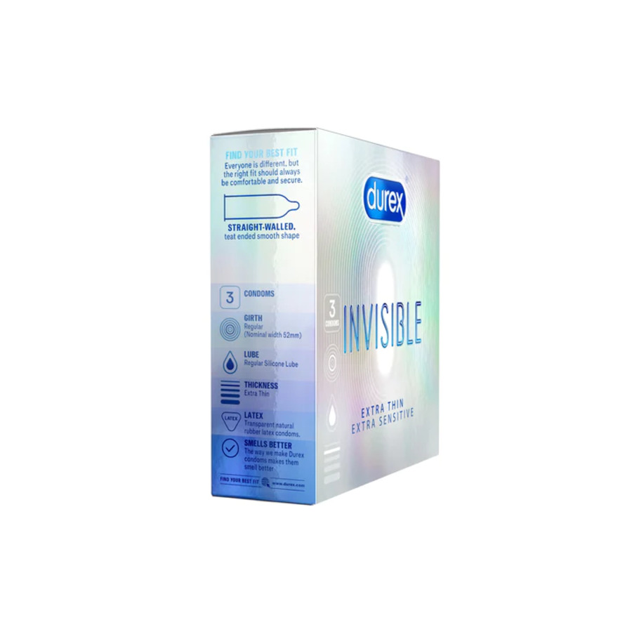 Bao cao su Durex Invisible Extra Thin Extra Sensitive 1 Hộp 3 Bao