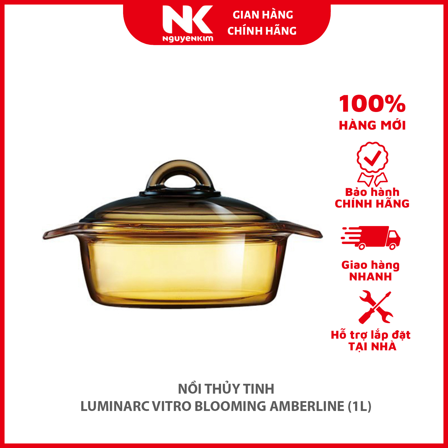 NỒI THỦY TINH LUMINARC VITRO BLOOMING AMBERLINE (1L) - Hàng chính hãng