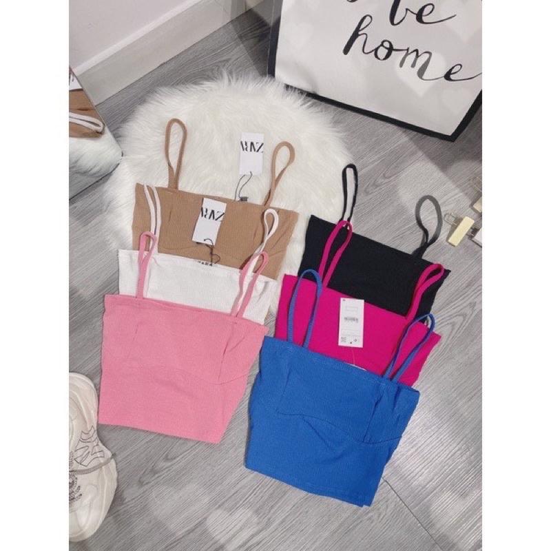 Áo 2 dây gân croptop nhiều màu