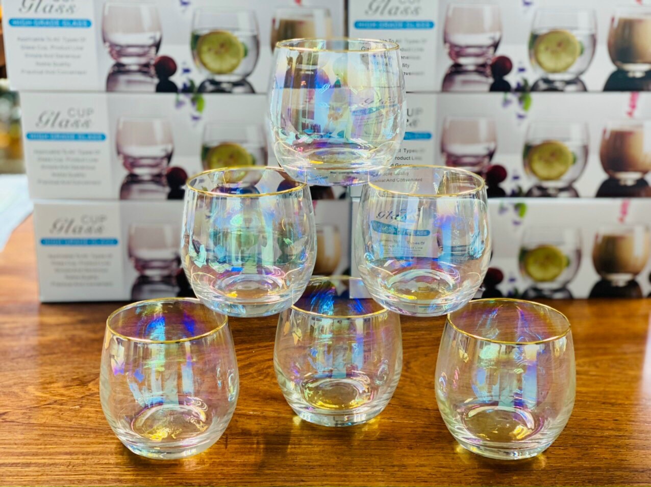 Bộ 6 cốc thuỷ tinh hologram thấp - ABD