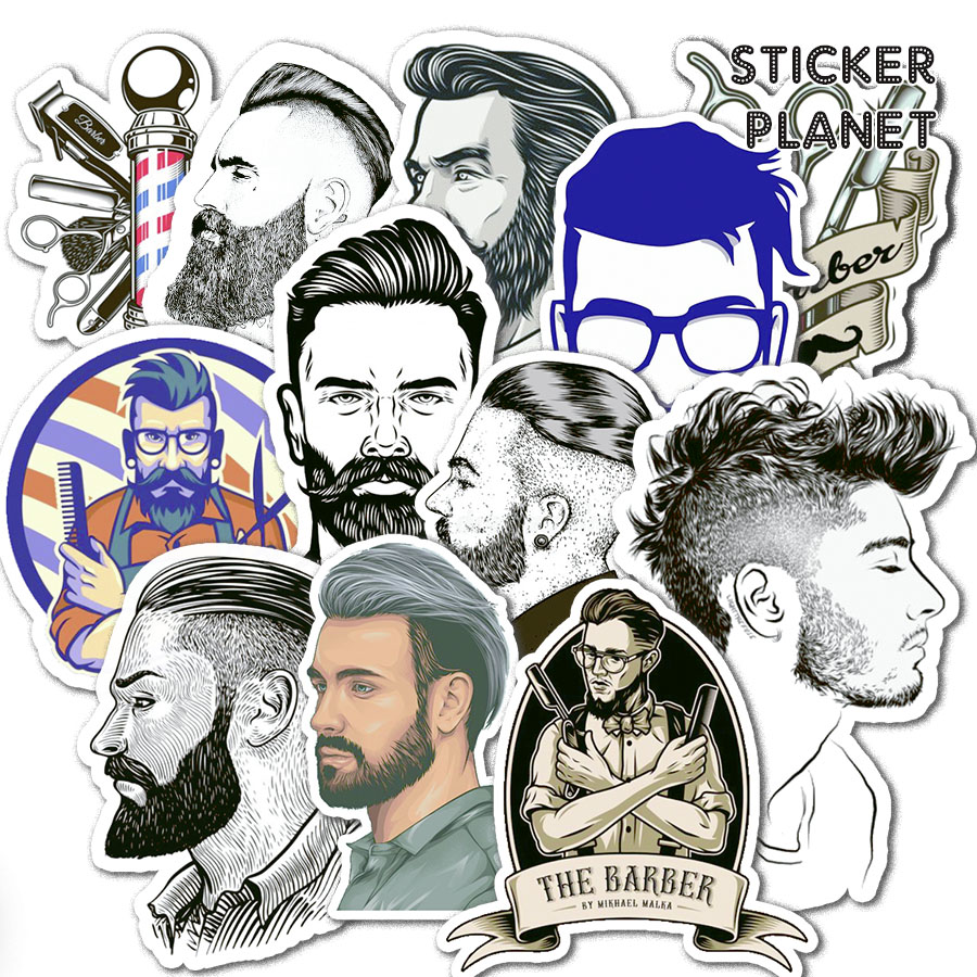 Hình ảnh Sticker barber shop decal dán trang trí mũ bảo hiểm, đàn, guitar, ukulele, điện thoại laptop