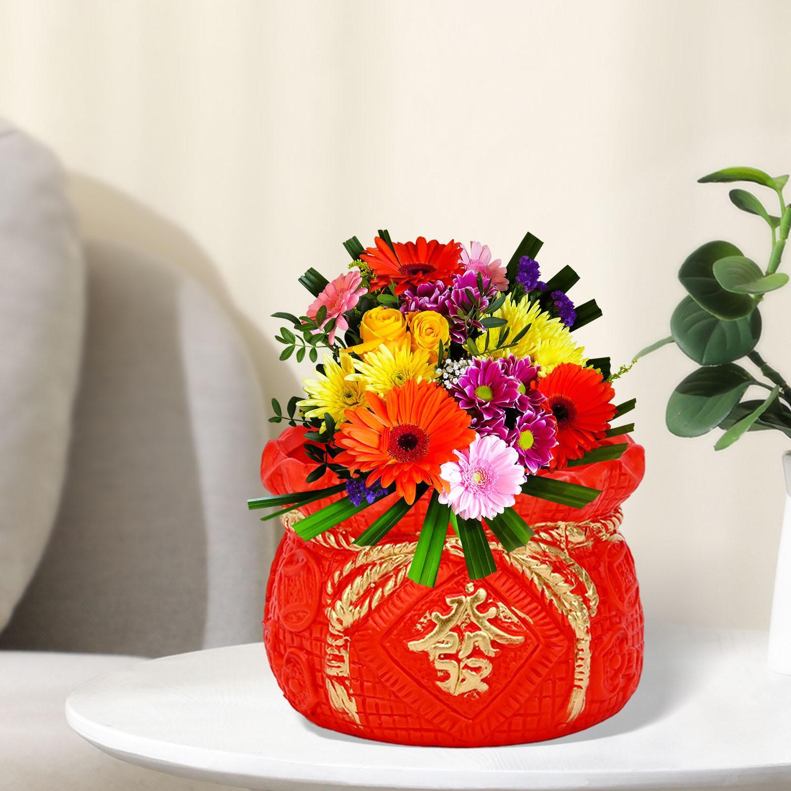 Ceramics Chinese Lucky Money Box Flower  Planter Pot Ornament