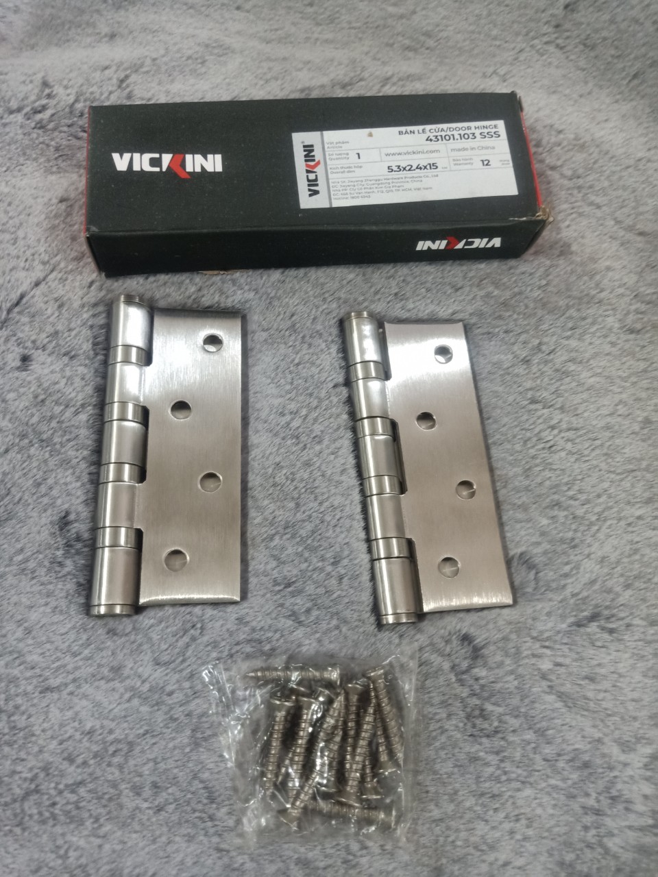 BẢN LỀ CỬA VICKINI 43101.103 SSS dài 100m dày 3ly