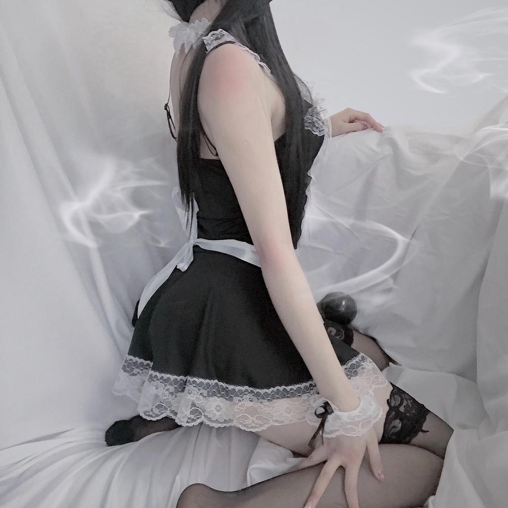 Cosplay hầu gái lolita đen kèm tạp dề sexy đáng yêu đồng phục cosplay người hầu maid gợi cảm BIKI HOUSE N773 - Hỏa Tốc