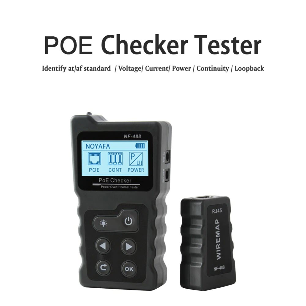 Máy Test Và Kiểm Tra Tín Hiệu Cáp Mạng POE Noyafa NF-488 - Hàng Nhập Khẩu. NOYAFA NF-488 PoE power test Network PoE Tester checker Over the Ethernet cat5,cat6 Lan tester network tools PoE Switch test