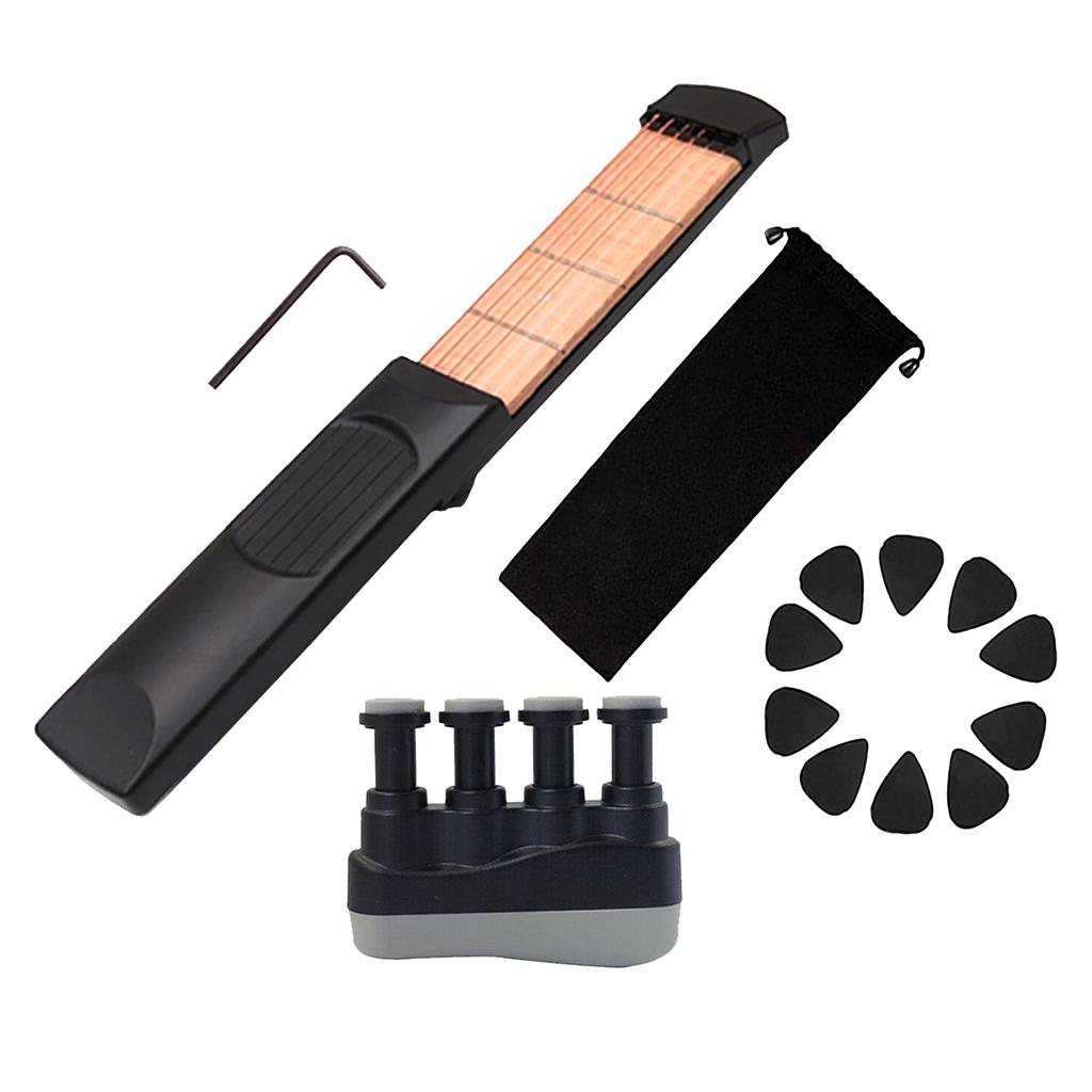 1 Set Right Hand 4 Fret 6 Strings Pocket Guitar Travel Guitar for Beginner Kids Practice Tool