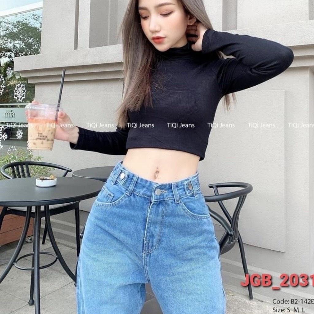 QUẦN JEAN SUÔNG CẠP CAO MÀU XANH CHO NỮ