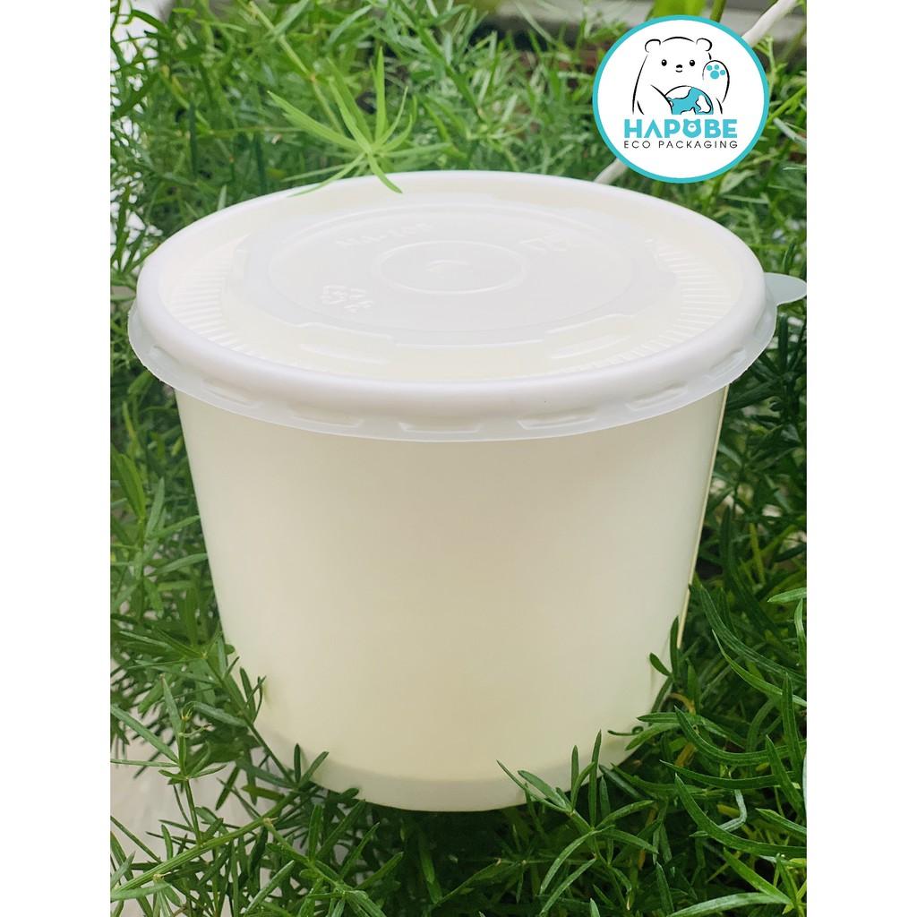 100 bát giấy có nắp PP đựng thức ăn 500ml
