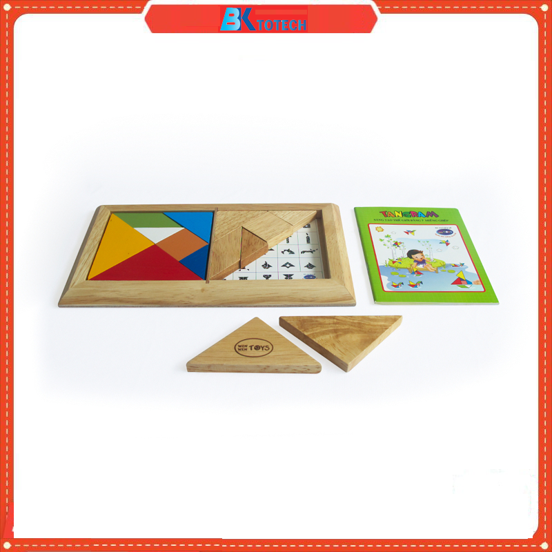 Đồ chơi trí uẩn 7 mảnh, Tangram đôi, đơn - Đồ chơi gỗ Winwintoys