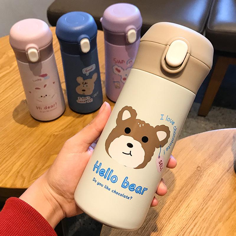 Hoạt Hình Dễ Thương Trẻ Em Giữ Nhiệt Nước Cho Nữ Sinh Lớn Bằng Thép Không Gỉ Trẻ Chân Không Cách Nhiệt Thẳng Cup