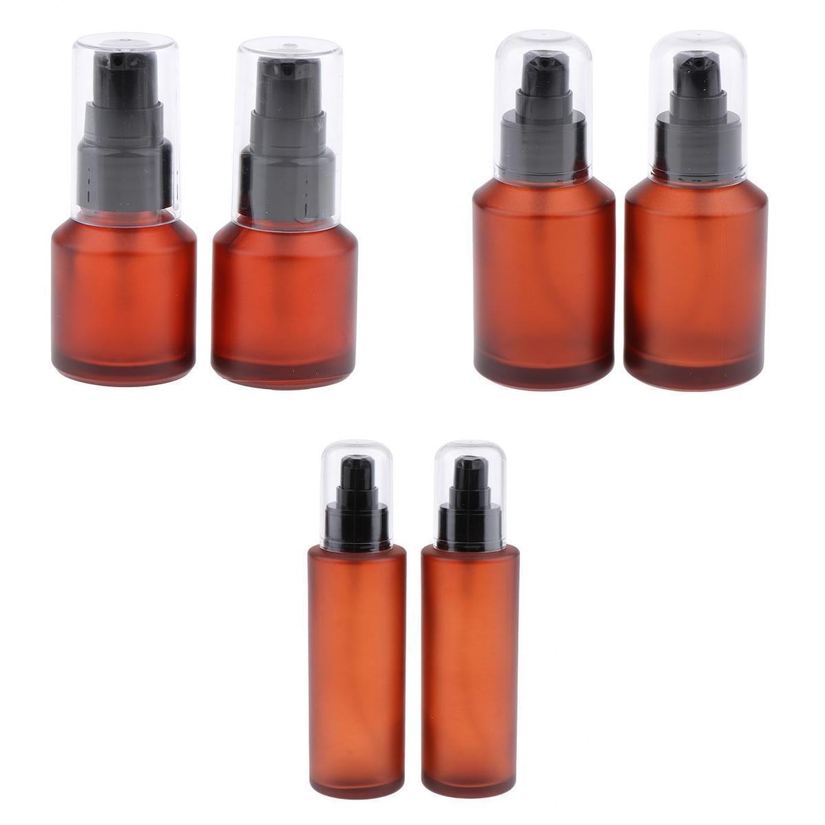 3 Pairs Empty Lotion Pump Spray Bottle Shading Cosmetic Amber Glass Bottles