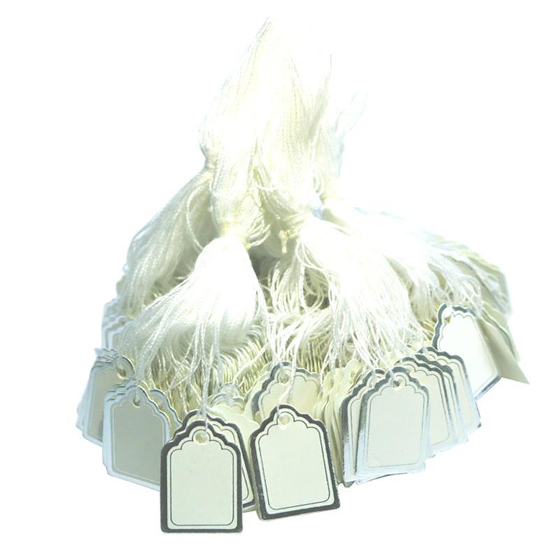 2000 Pieces White Blank Price Tag Labels Pre String Merchandise Paper Card
