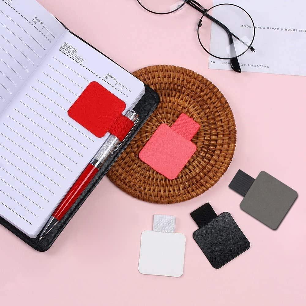 Vòng bút dính, Vòng bút màu đen 9 chiếc, Hộp đựng bút cho tạp chí, Hộp đựng bút chì, v.v. Vòng bút bằng da PU tự dính khác với Phụ kiện nắp bút stylus dây thun